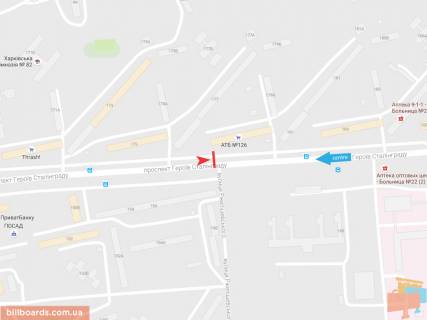 Билборд B в Запорожье Героев Сталинграда пр-т, 179, из центра схема