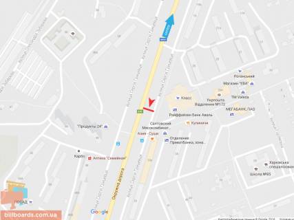 Билборд B в Запорожье Грицевца ул. ,29-А,из центра схема