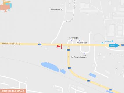 Билборд A в Запорожье Залютинская ул. (А1), в город схема