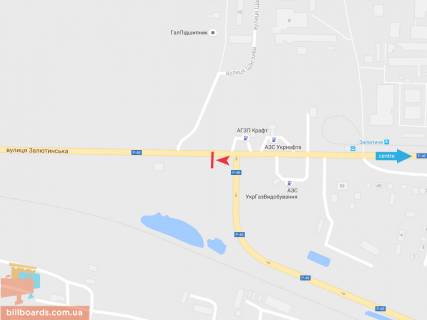 Билборд B в Запорожье Залютинская ул. (А1), из города схема