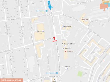 Билборд A в Запорожье Клочковская ул. - Лопанская ул., в центр   ( VIP ) схема