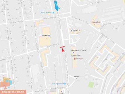 Билборд B в Запорожье Клочковская ул. - Лопанская ул., из центра   ( VIP ) схема