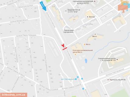 Білборд, Бігборд (Борд)  A у Запоріжжі Клочковская ул. напротив дома № 190а, в центр схема