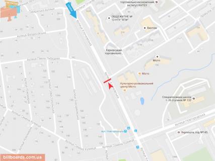 Билборд B в Запорожье Клочковская ул. напротив дома № 190а, из центра схема