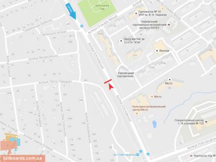 Билборд B в Запорожье Клочковская ул., напротив дома 202, из центра схема