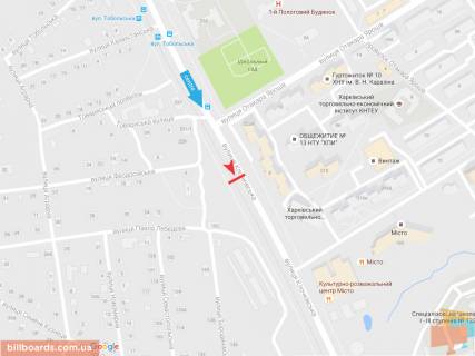 Білборд, Бігборд (Борд)  A у Запоріжжі Клочковская ул., напротив дома 220, в центр схема