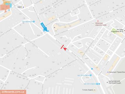 Билборд B в Запорожье Клочковская ул., напротив дома 240, из центра схема