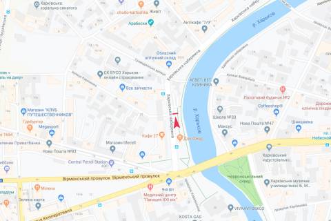 Бэклайт A в Харькове, 3,1х2,2  Харківська набережна, 2-а - Миколаївська (Короленка) вул., з центру схема