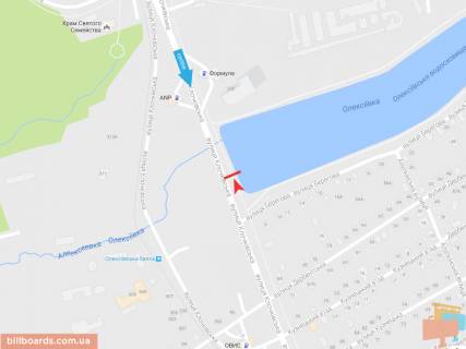 Билборд A в Запорожье Клочковская ул.(водохранилище), из центра схема