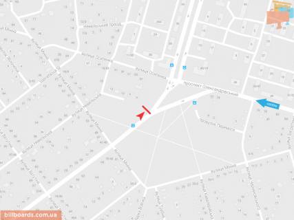 Билборд B в Запорожье Александровский пр-т - Минина ул., из центра схема