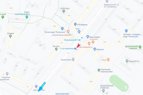Билборд B в Харькове, 1,24х1,84  Тракторобудівників, 160 (зупинка 11-а поліклініка), в центр схема