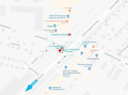 Ситилайт B в Харькове, 1,24х1,84  Академіка Павлова вул., 271 (1) (зупинка ст. м. Академіка Павлова), з центру схема