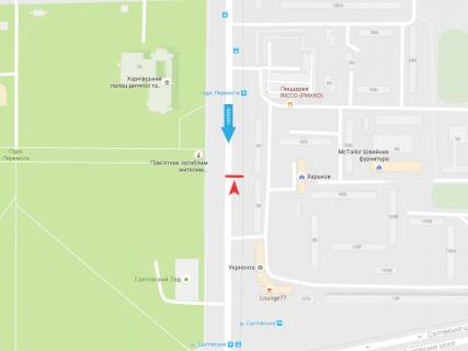 Билборд A в Харькове, 3х6  Тракторобудівників пр-т, 92, з центру схема