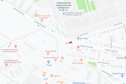 Билборд B в Харькове, 3х6  Вадима Манька (Чкалова) вул. - Лісопарківська вул., в центр схема