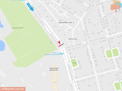 Билборд A в Запорожье Клочковская ул. - Ляли Убийвовк ул. в центр схема