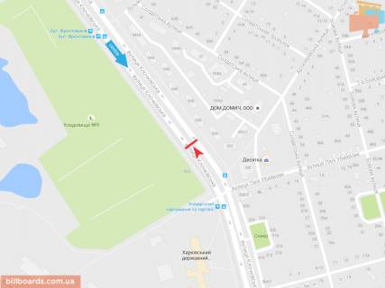 Билборд B в Запорожье Клочковская ул., 334, из центра схема