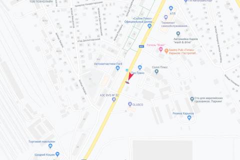 Билборд B в Харькове, 1,24х1,84  Мереф'янське шосе, 13-б (зупинка Резервна), в центр схема