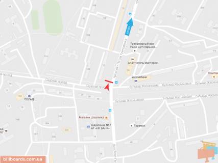 Билборд B в Запорожье Петра Григоренка пр-т, 12, в центр схема