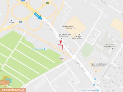 Билборд A в Запорожье Клочковская ул., напротив дома №370а, в центр схема