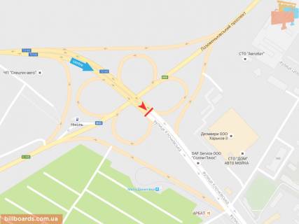 Билборд A в Запорожье Клочковская ул. - Лозовеньковский пр., в центр схема