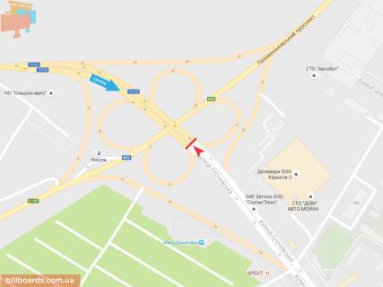Билборд B в Запорожье Клочковская ул. - Лозовеньковский пр., из центра схема