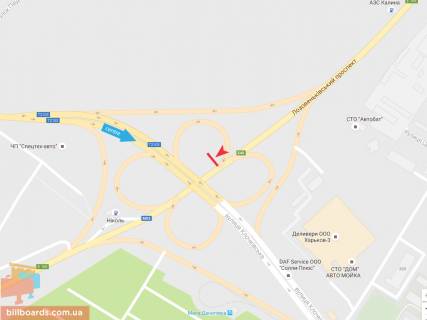 Билборд A в Запорожье Клочковская ул. - Лозовеньковский пр. (3) схема