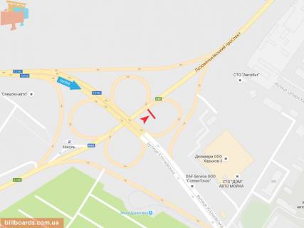 Билборд A в Запорожье Клочковская ул., 370 - Лозовеньковский пр. (5) схема