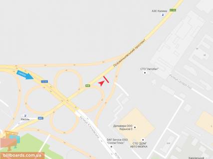 Билборд A в Запорожье Клочковская ул., 370 - Лозовеньковский пр. (6) схема