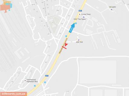 Билборд B в Запорожье Мерефянское шоссе (1), из города схема