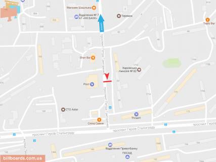 Білборд, Бігборд (Борд)  B у Запоріжжі Петра Григоренка пр-т, 53 схема