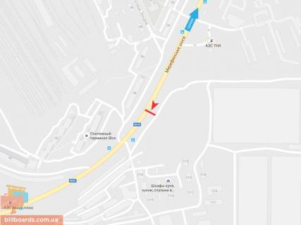 Билборд B в Запорожье Мерефянское шоссе (2), из города схема