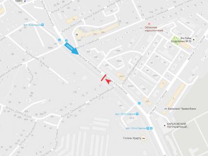 Билборд B в Харькове, 3х6  Клочківська вул. - Джанкойська вул., з центру схема
