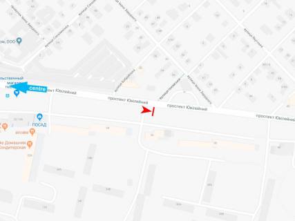 Билборд A в Харькове, 3х6  просп. Ювілейний (П'ятдесятиріччя ВЛКСМ ) 36, з центру (вул. Ізюмська) схема