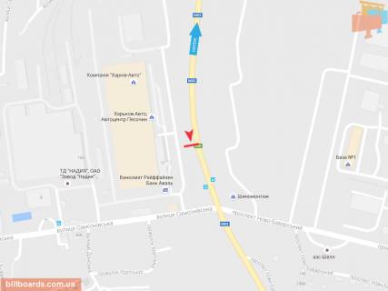 Билборд A в Запорожье Окружная дорога - Ново-Баварский пр-т  (2) (Харьков-авто), из города схема