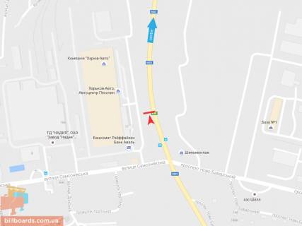 Билборд B в Запорожье Окружная дорога - Ново-Баварский пр-т  (2) (Харьков-авто), в город схема
