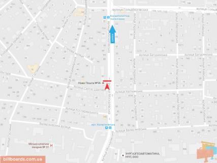 Билборд B в Запорожье Москалёвская ул., 92, в центр схема