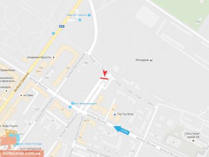 Билборд A в Запорожье Первого Мая ул. -  Веснина ул., 5-а   схема