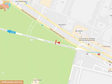 Билборд A в Запорожье Плехановкая ул.- Энергетическая ул., в центр схема