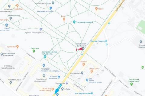 Видеоборд A в Харькове, 3,1х2,2  Сумська вул., 81 (Центральний парк культури та відпочинку імені М. Горького) - 457680 схема