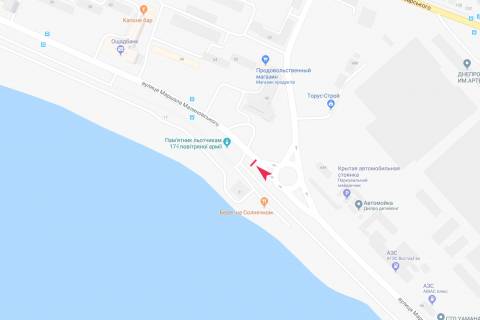 Билборд B в Днепр (Днепропетровск), 3x6  Сонячна Набережна (Маршала Малиновського) вул., 21 , навпроти круга, кафе "Берег" схема
