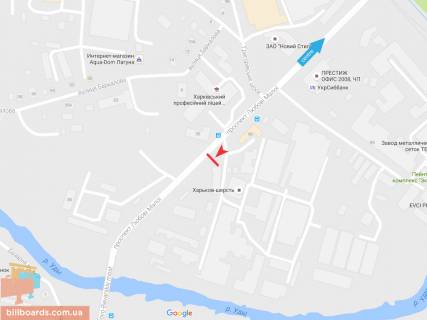 Билборд B в Запорожье Любови Малой пр-т - Григоровское шоссе, из центра схема