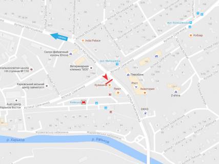 Видеоборд A в Харькове, 6x3  Моїсеївська вул. - Шевченка вул., із центру (ст. м. Київська, супермаркет РОСТ) - 457659 схема