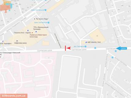 Билборд A в Запорожье Салтовское шоссе -  Салтовский пер., в центр схема