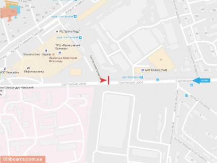 Билборд B в Запорожье Салтовское шоссе -  Салтовский пер., из центра схема