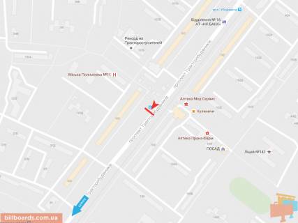 Призма A в Запорожье Тракторостроителей пр-т, 105, в центр - 54572 схема