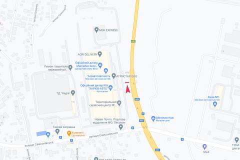 Билборд B в Днепр (Днепропетровск), 3х6  Окружна дорога - Ново-Баварський пр-т (2) (Харків-авто), в місто схема