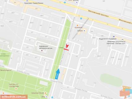 Билборд B в Запорожье Харьковских Дивизий ул., 5, из центра схема