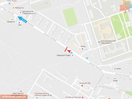 Билборд B в Запорожье Леоніда Каденюка (Чкалова) ул., 15, в центр схема