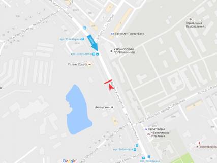 Билборд B в Харькове, 3х6  Клочківська вул., навпроти будинку 228,  з центру схема