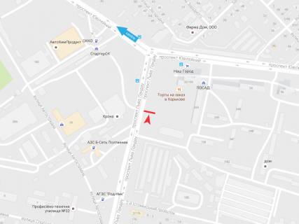 Билборд A в Харькове, 6х3  просп. Льва Ландау (50-річчя СРСР) - просп. Ювілейний (П'ятдесятиріччя ВЛКСМ ) 32-а           схема